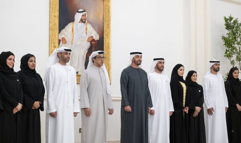 His Highness Sheikh Mohamed bin Zayed Al Nahyan, President of the UAE, received today at Qasr Al Bahar in Abu Dhabi the ten individual winners of the second cycle of the Nafis Award for 2023-2024.